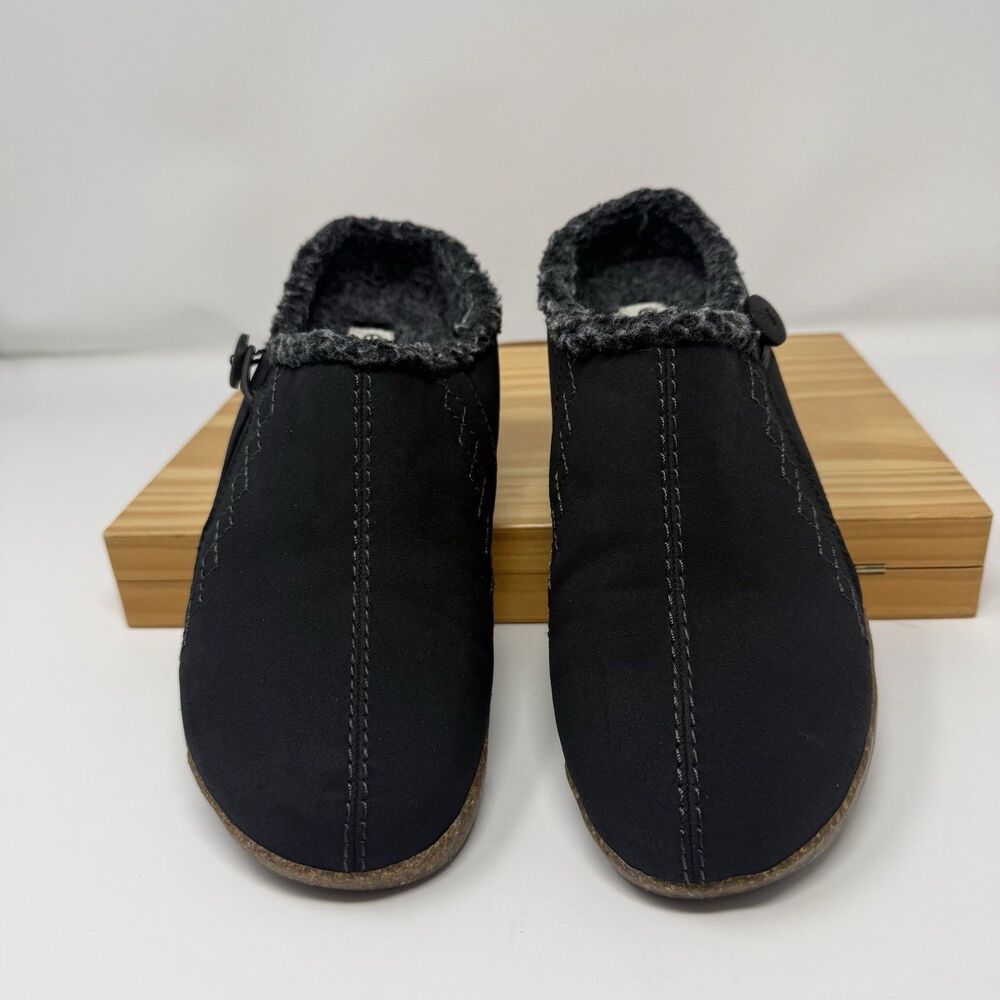 Earth Origins Janae Shoes Womens 7.5M Black Faux Fur Lined Comfort Clogs NWOT